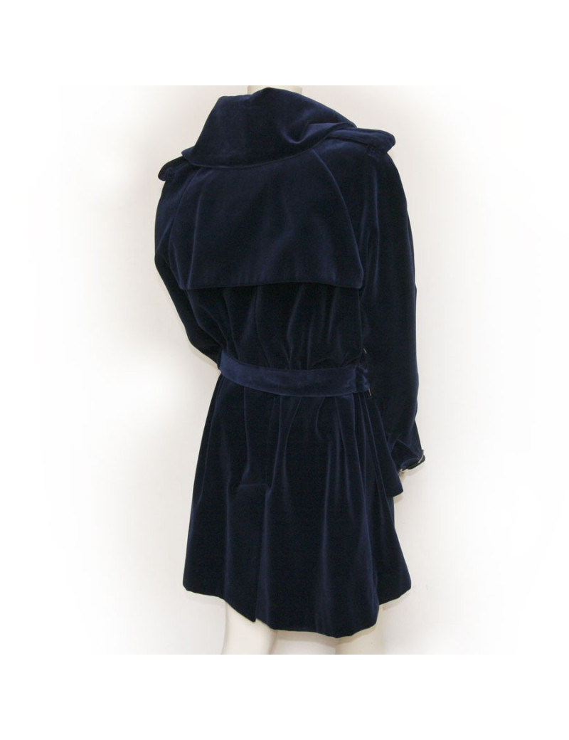 Manteau CHANEL en coton bleu marine T42