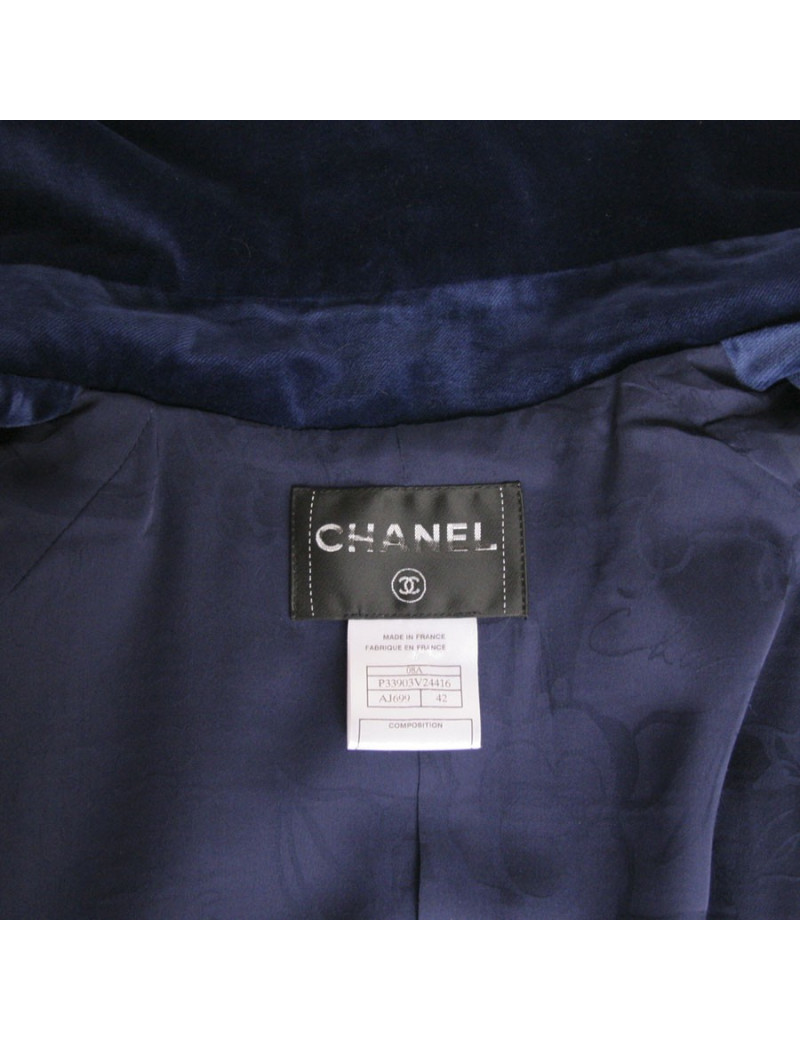 Manteau CHANEL en coton bleu marine T42