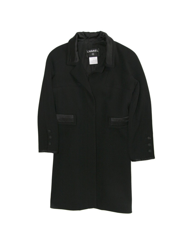 Manteau CHANEL noir en laine