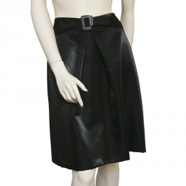 CHANEL skirt in shiny black wool size 42EU