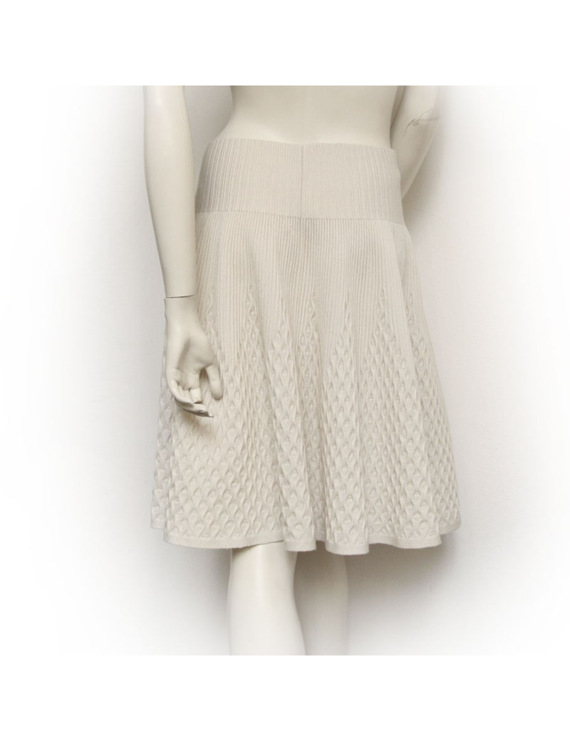 Jupe en laine ALAIA blanc cassé