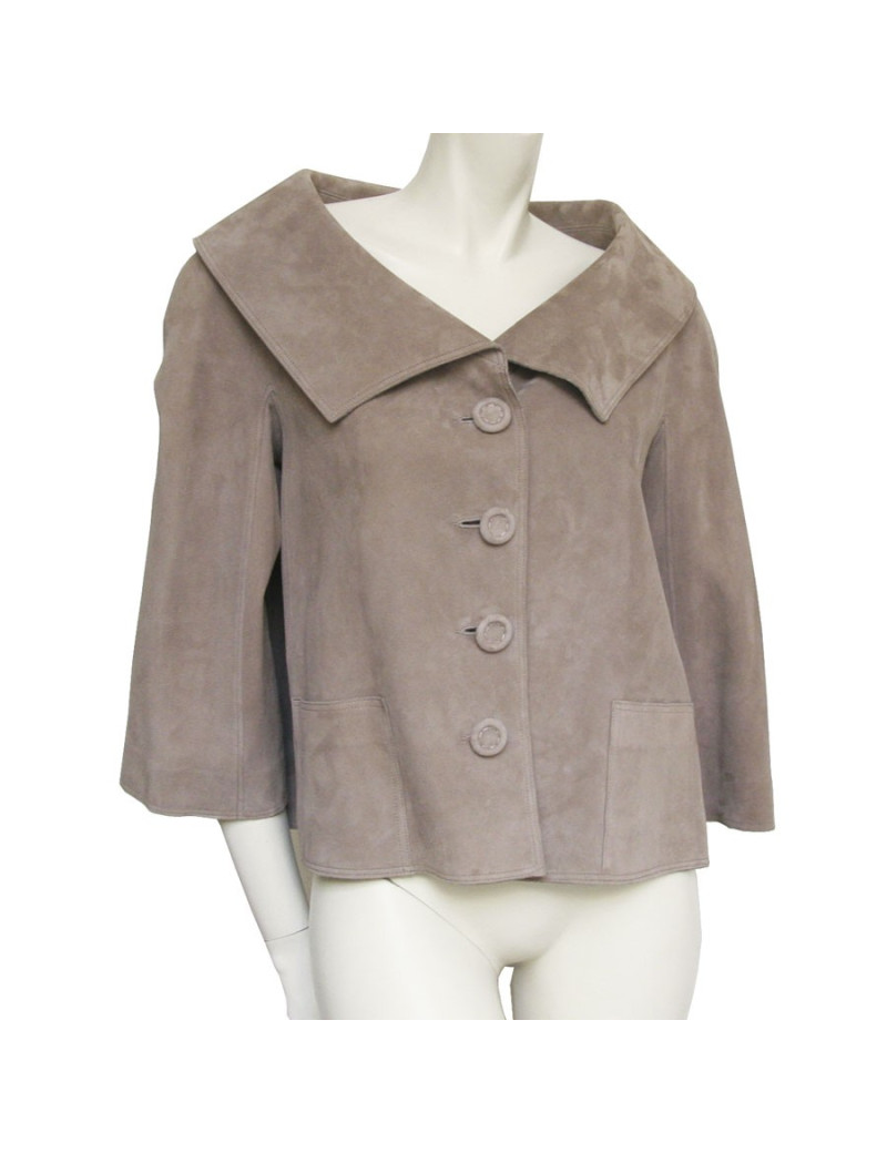 Veste CHRISTIAN DIOR en veau velours taupe