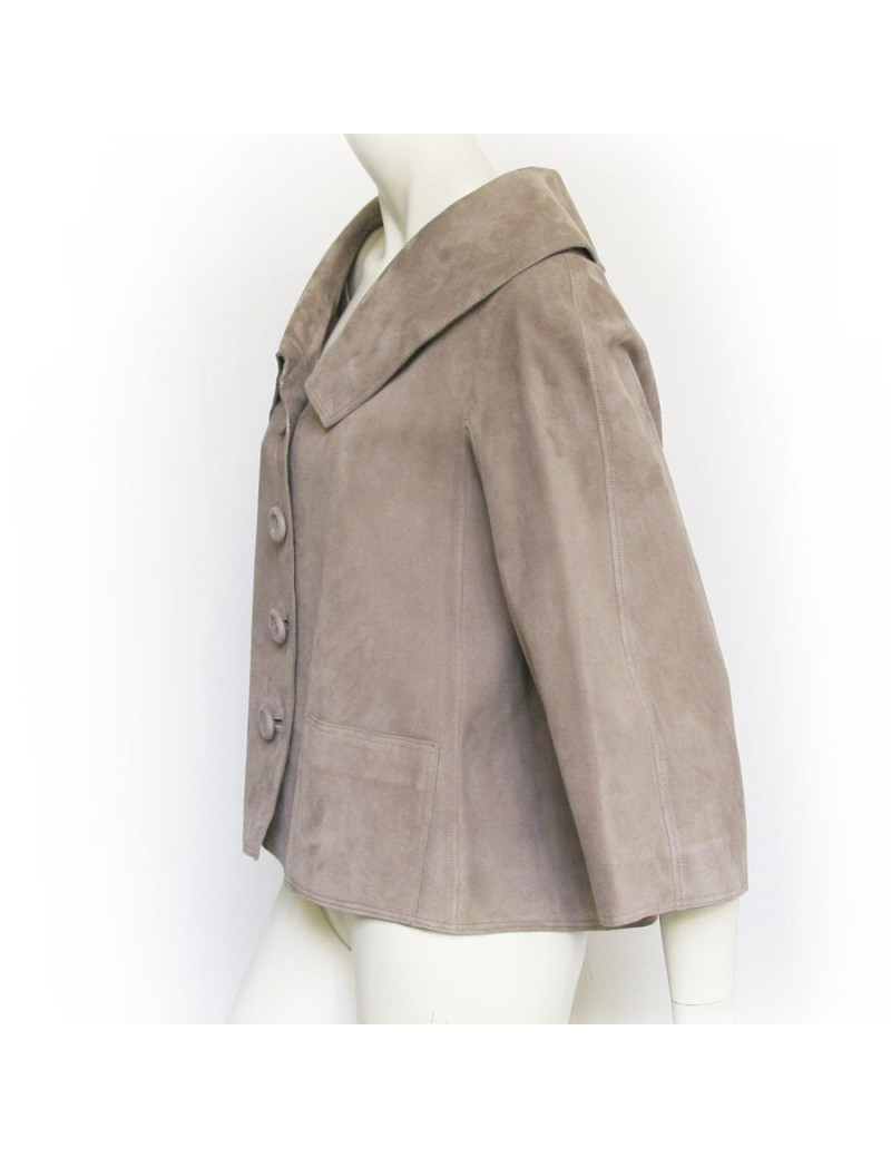 Veste CHRISTIAN DIOR en veau velours gris