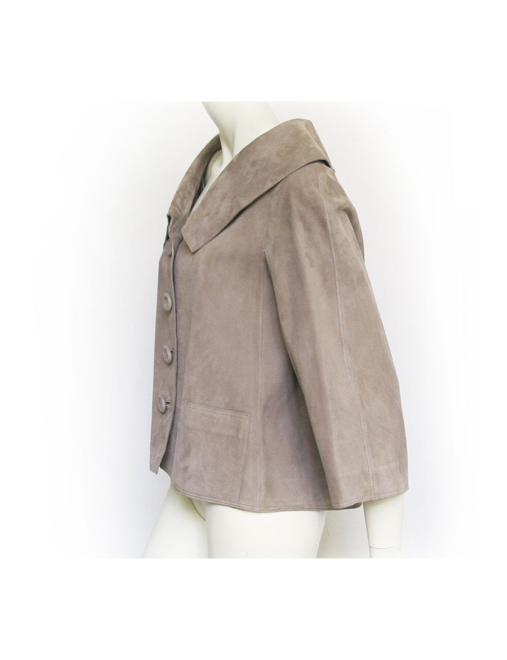 Veste CHRISTIAN DIOR en veau velours taupe