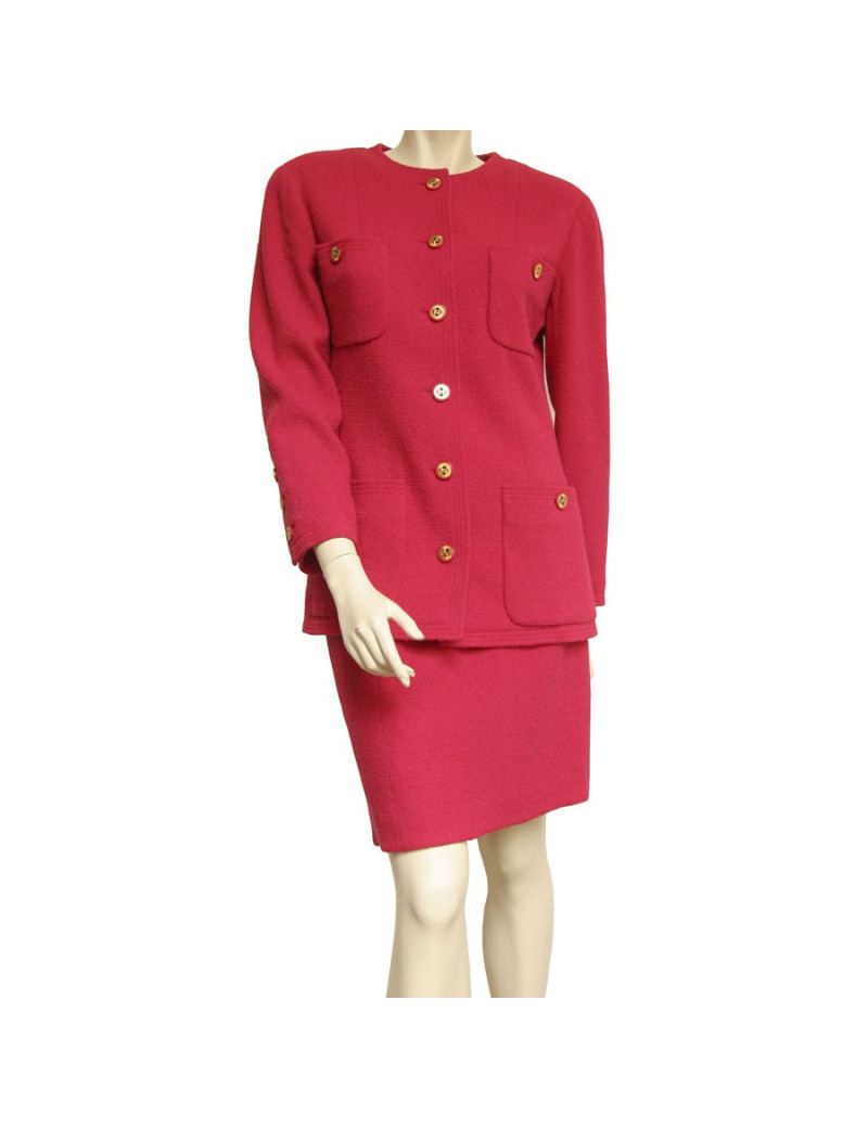 Ensemble veste et jupe CHANEL framboise
