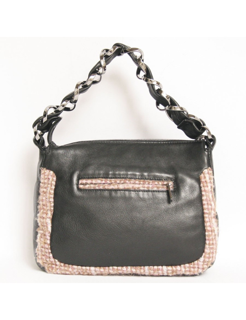 Sac CHANEL en cuir noir et tweed
