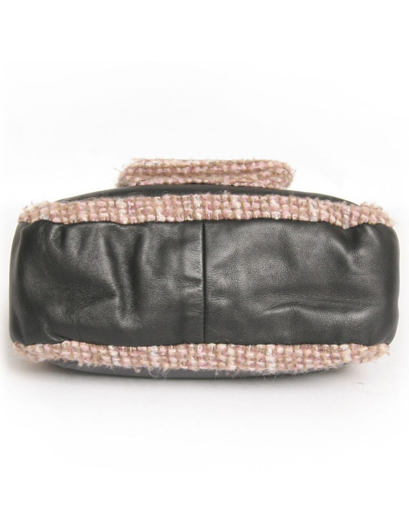 Sac CHANEL en cuir noir et tweed