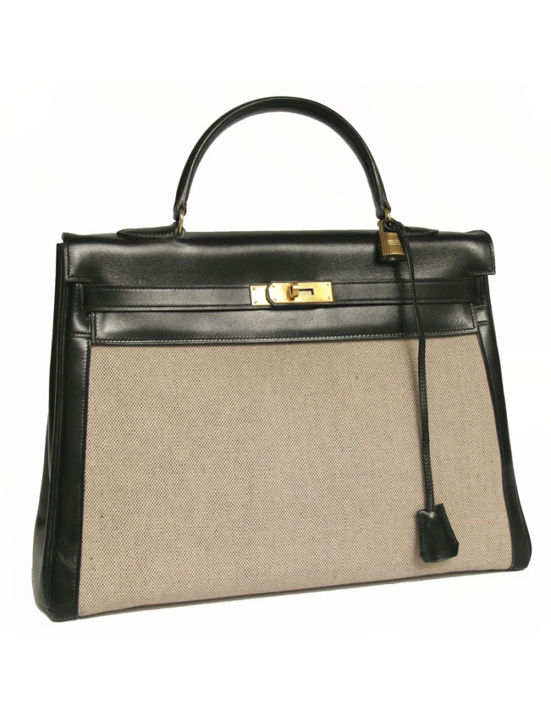 Kelly 35 HERMES toile et cuir 