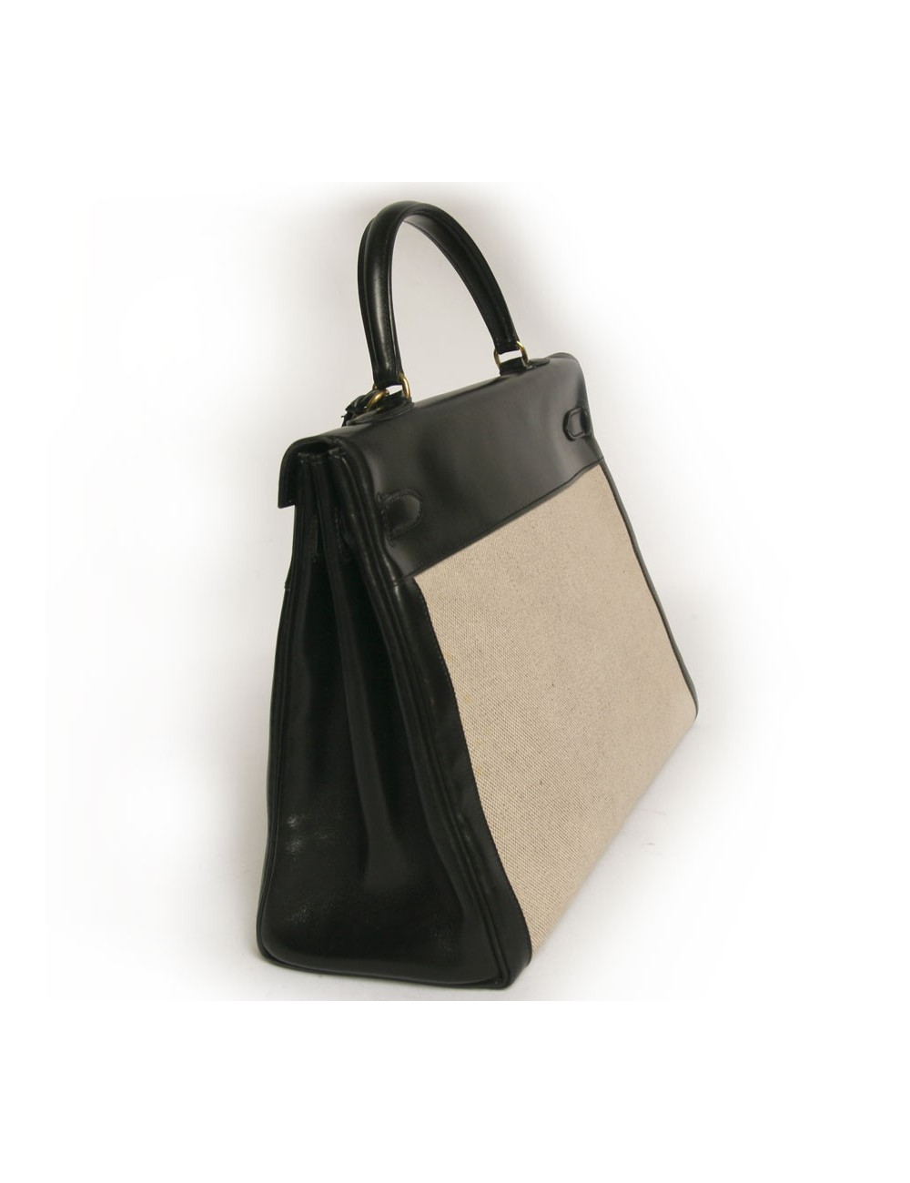 Kelly 35 HERMES toile et cuir noir