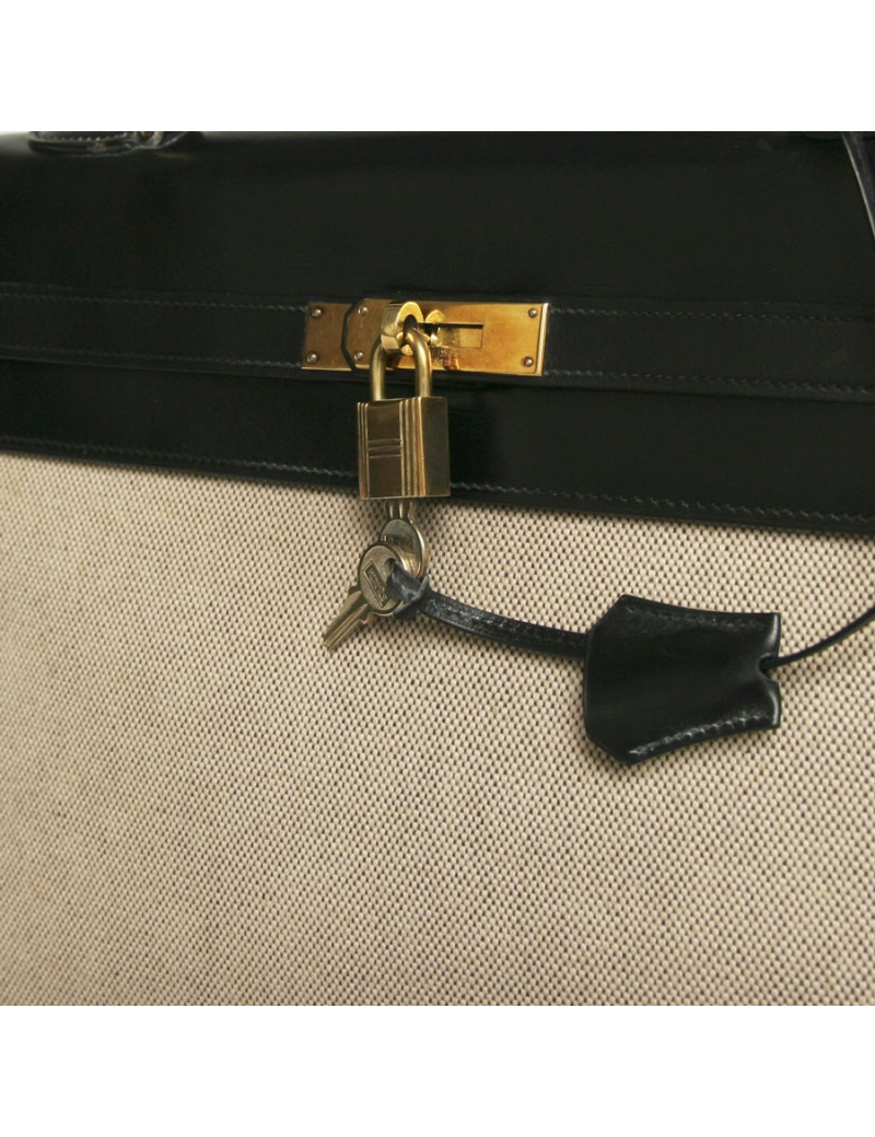 Kelly 35 HERMES toile et cuir noir