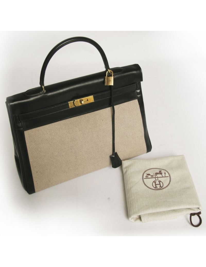 Kelly 35 HERMES toile et cuir 