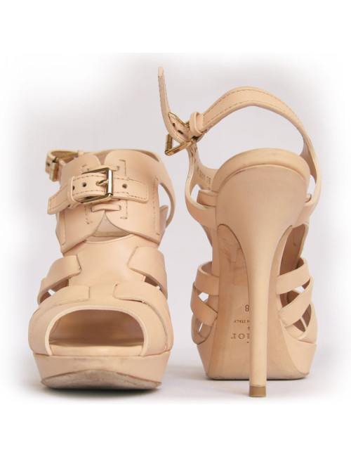 Sandales hautes DIOR T38 cuir beige rosé