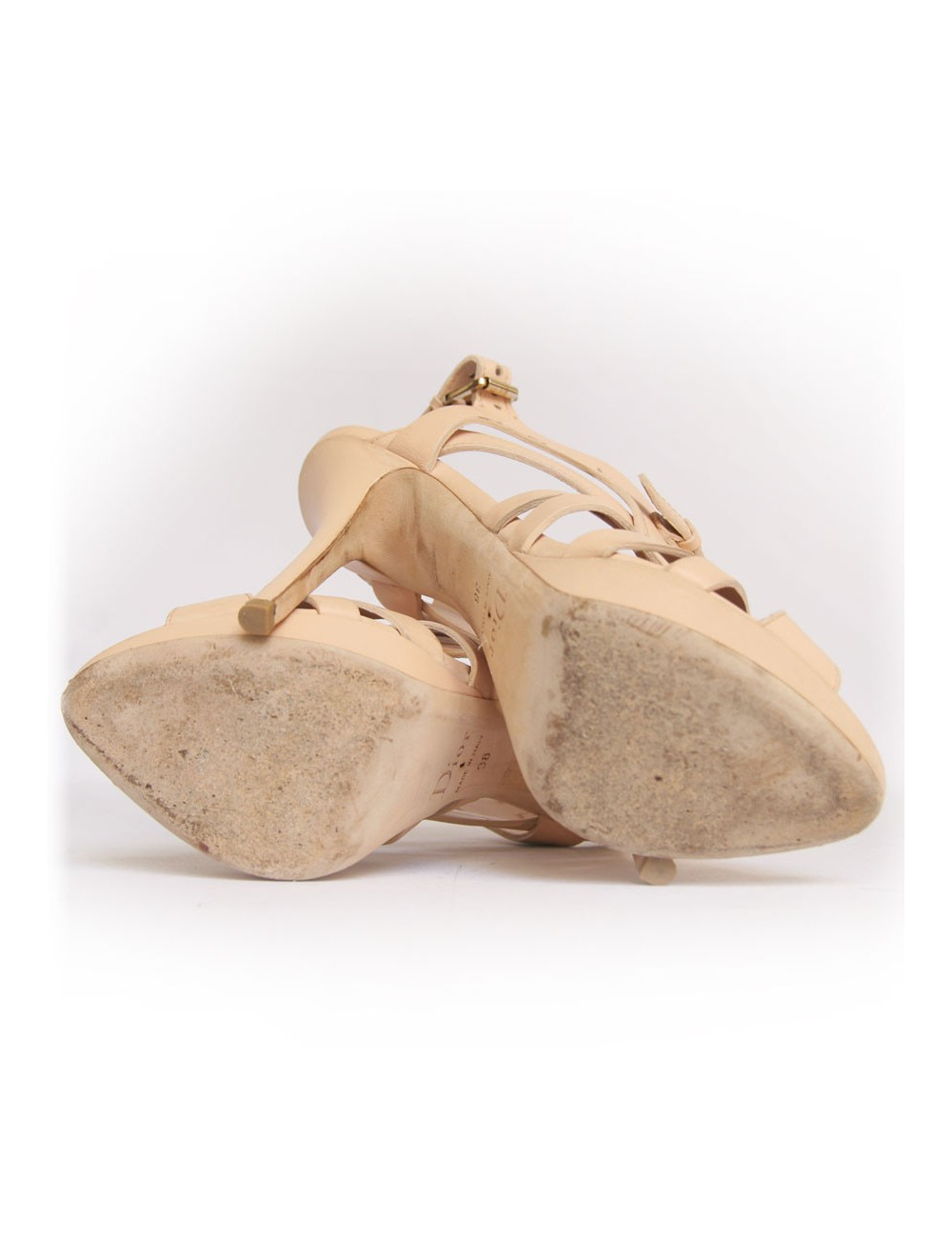 Sandales hautes DIOR T38 cuir beige rosé