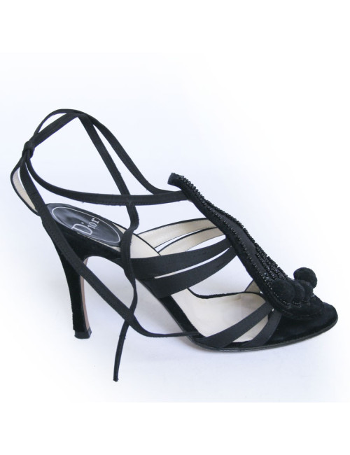 Sandales du soir DIOR  T 37.5 en satin de soie noire