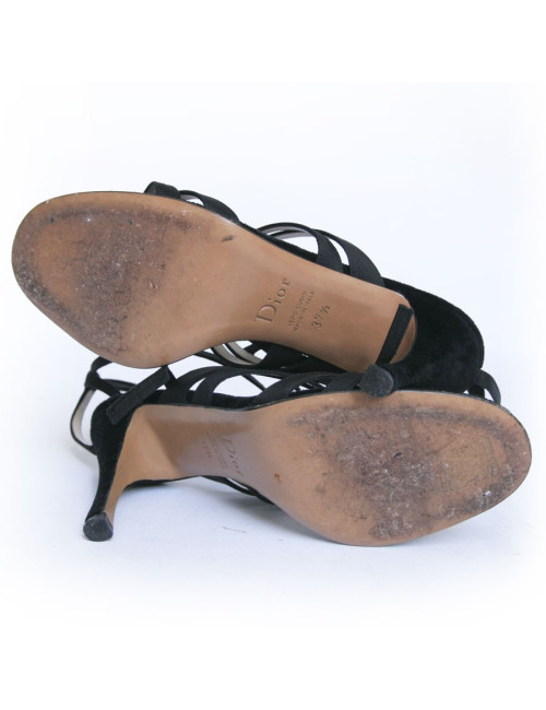 Sandales du soir DIOR  T 37.5 en satin de soie noire