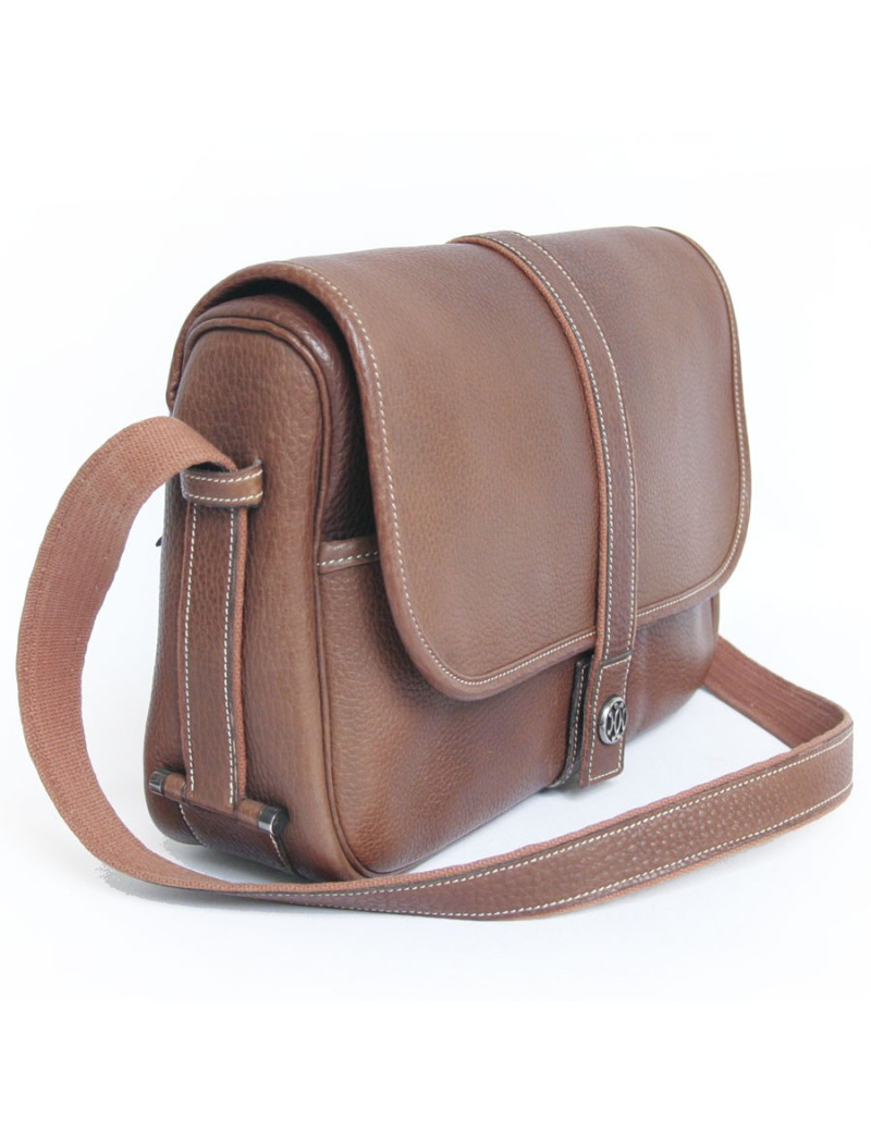 Besace "Nouméa" HERMES en cuir marron