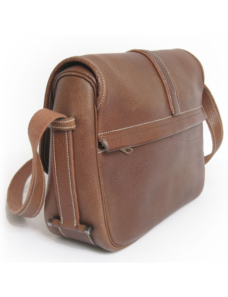 Besace "Nouméa" HERMES en cuir marron