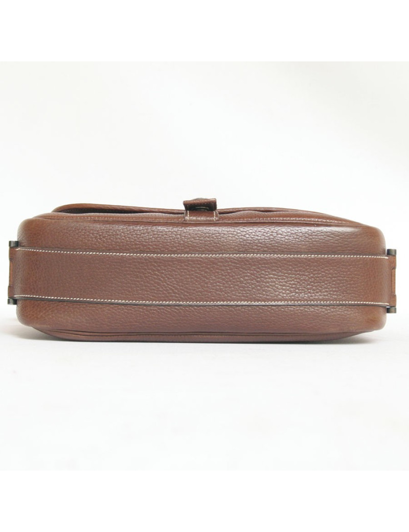 Besace "Nouméa" HERMES en cuir marron