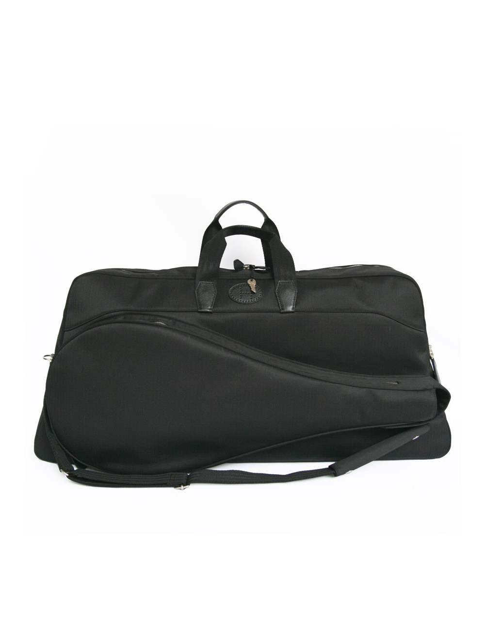 HERMÈS tennis bag in black chevron canvas with its towel