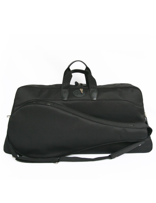 Sac de tennis HERMES en toile chevrons noirs