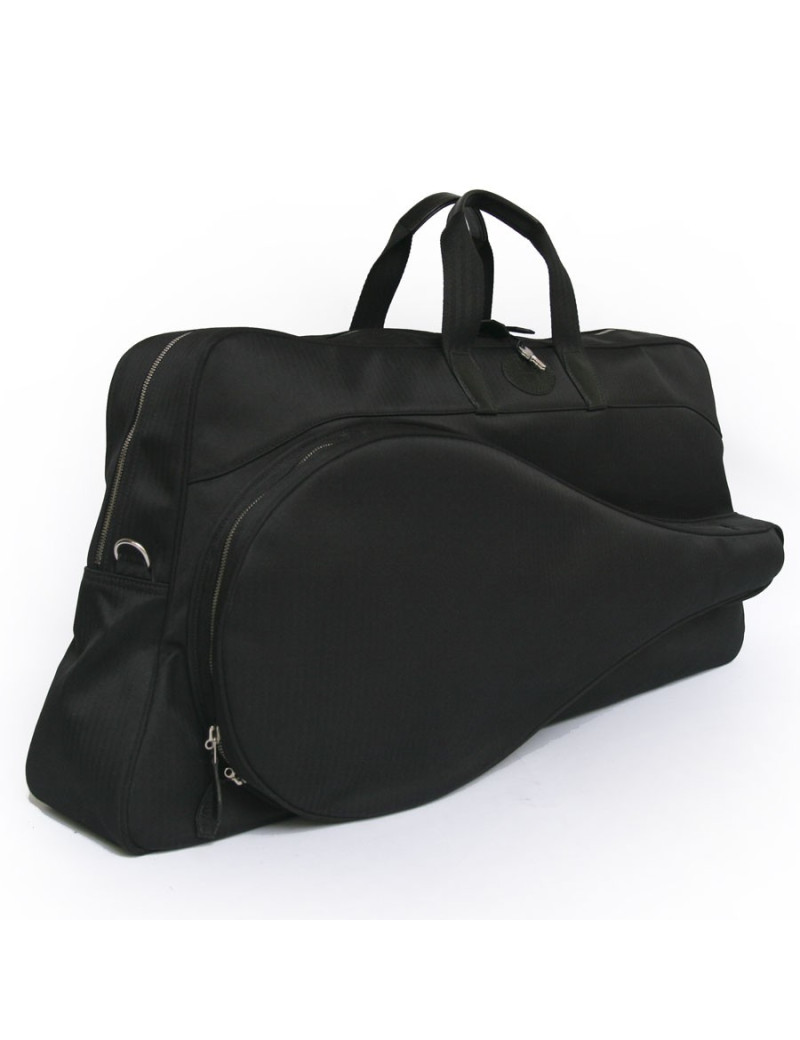 HERMÈS tennis bag in black chevron canvas with its towel