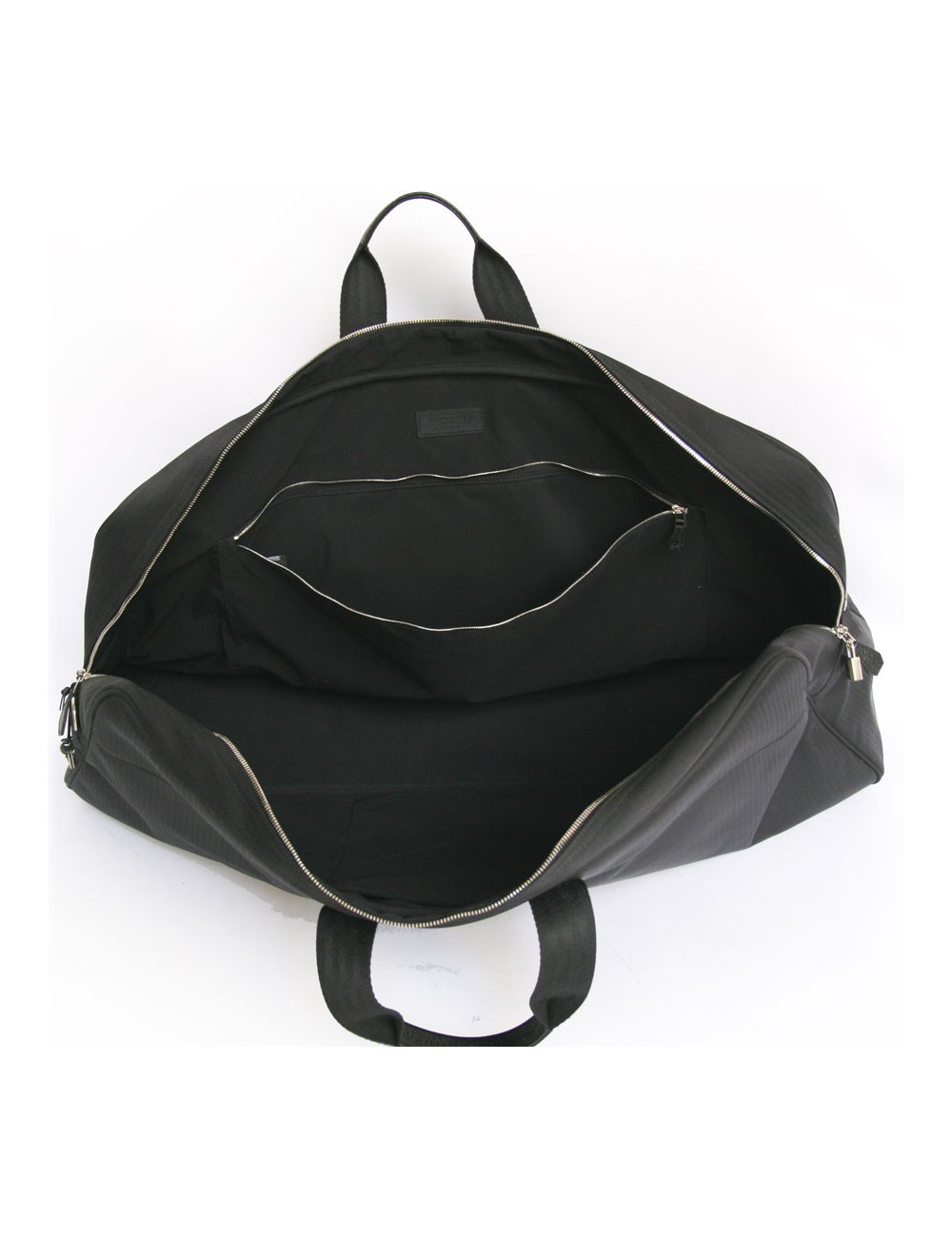 Sac de tennis HERMES en toile chevrons noirs