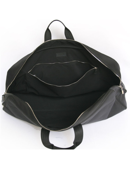 Sac de tennis HERMES en toile chevrons noirs