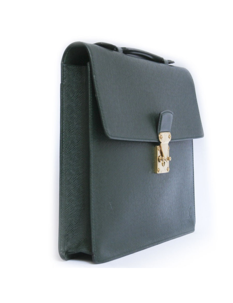 Porte-documents "Robusto" LOUIS VUITTON cuir taiga vert 