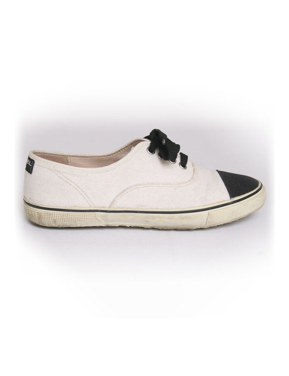 Tennis CHANEL t 37 toile blanc et noir