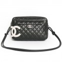 Cambon CHANEL black leather bag