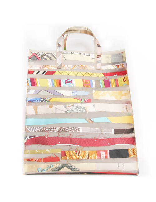 Sac HERMES plastique et rubans foulards