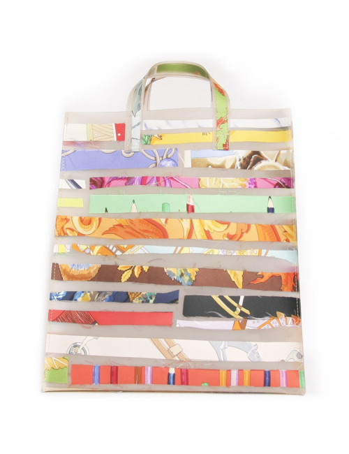 Sac HERMES plastique et rubans foulards