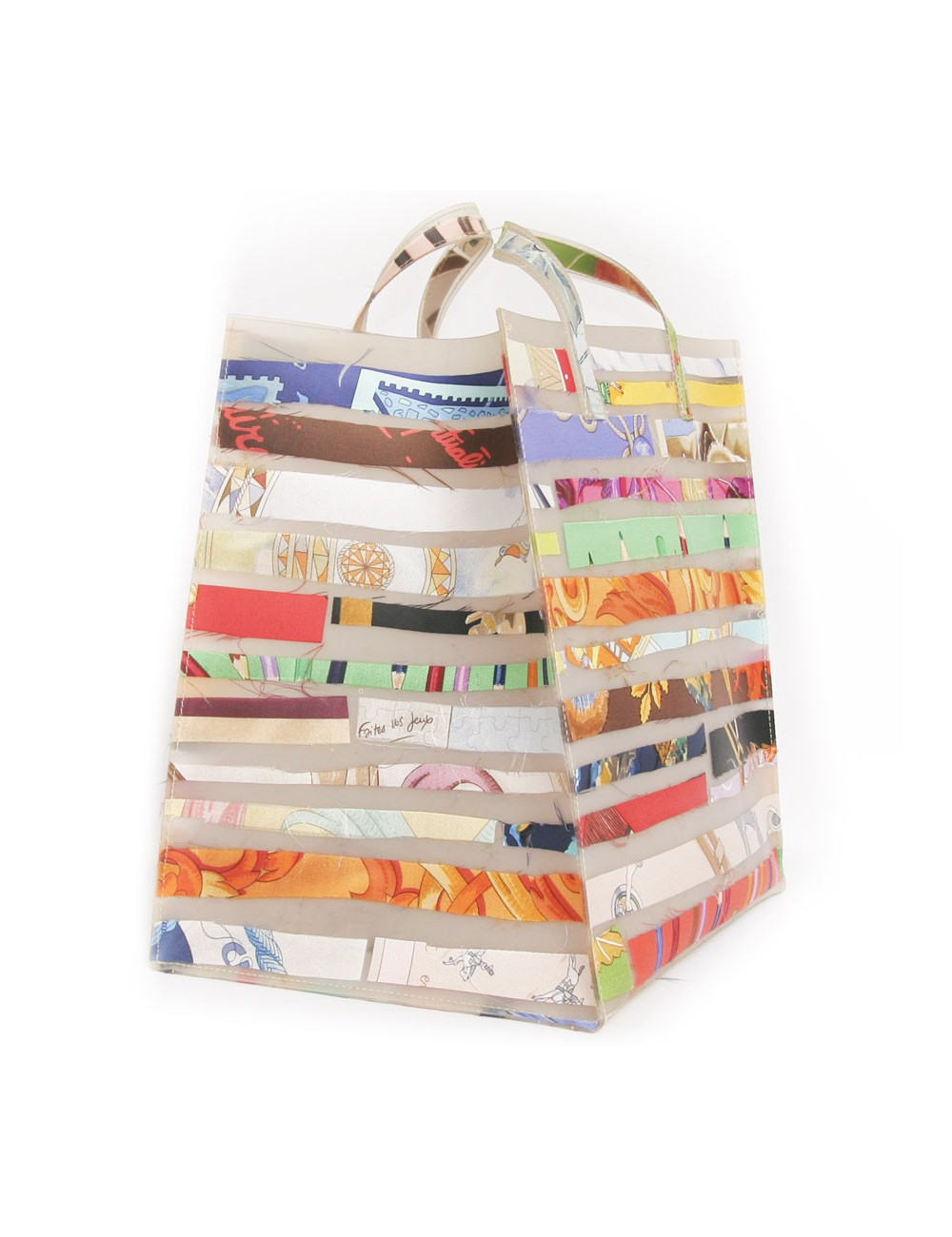 Sac HERMES plastique et rubans foulards