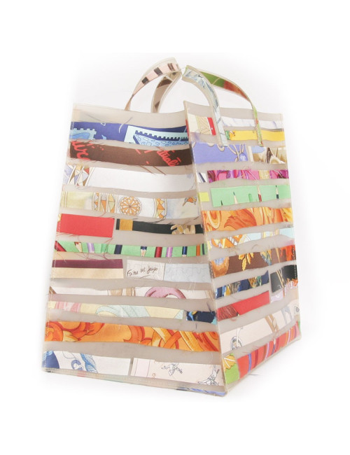 Sac HERMES plastique et rubans foulards