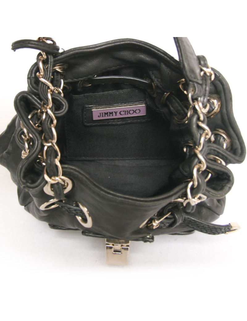 Mini sac JIMMY CHOO cuir vieilli et serpent noir