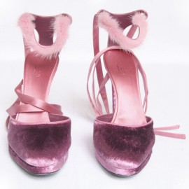 Sandals Gucci pink velvet T37, 5
