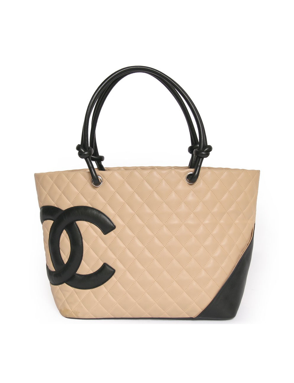 Sac shopping  Cambon CHANEL bicolore beige et noir GM