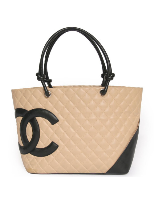 Sac Cambon CHANEL bicolore beige et noir