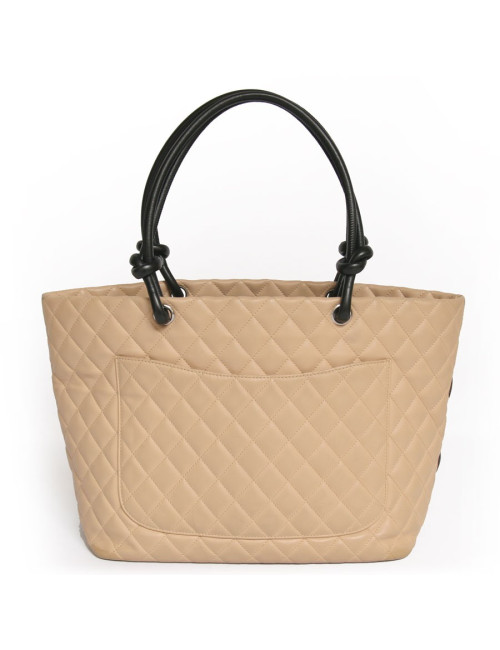 Sac Cambon CHANEL bicolore beige et noir