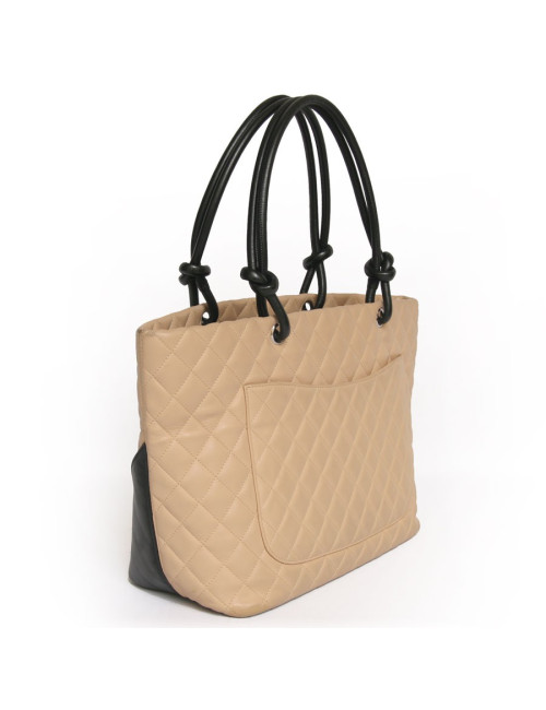 Sac Cambon CHANEL bicolore beige et noir