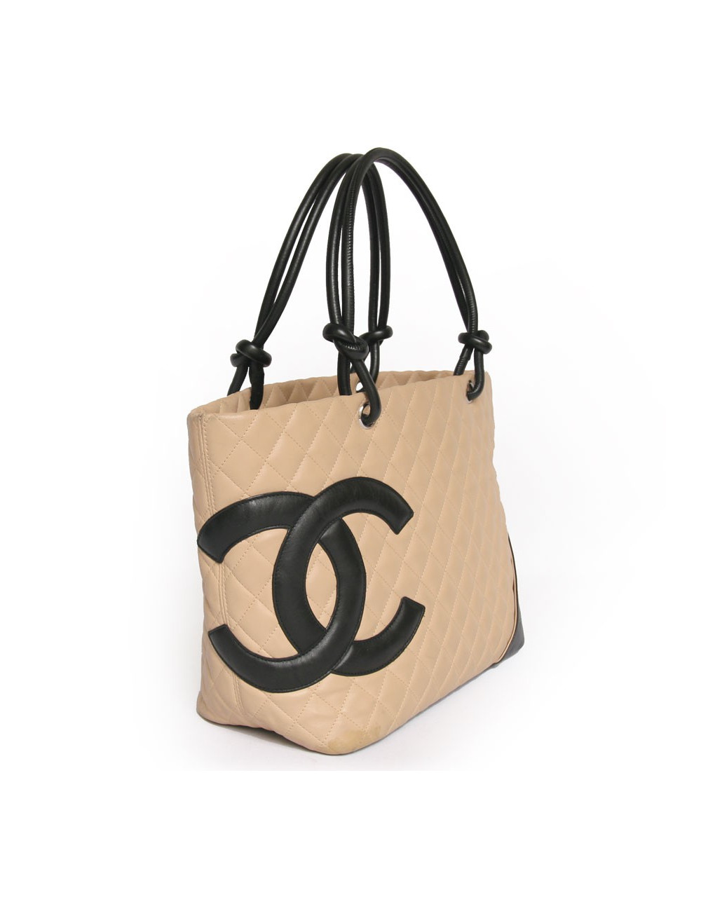 Sac Cambon CHANEL bicolore beige et noir