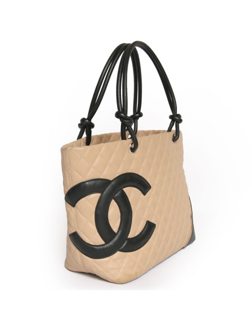 Sac Cambon CHANEL bicolore beige et noir