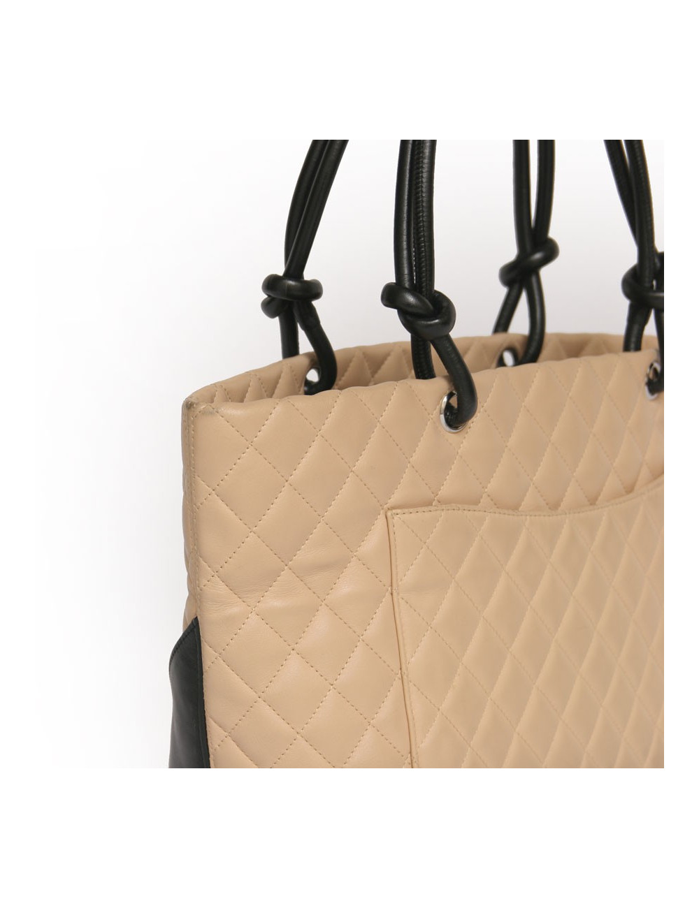 Sac shopping  Cambon CHANEL bicolore beige et noir GM