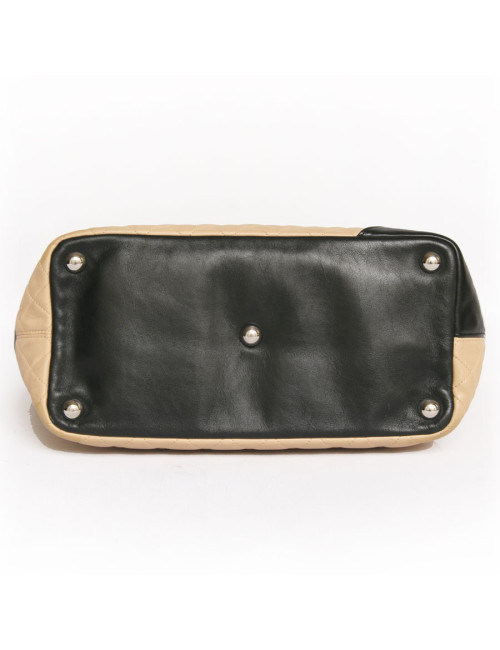 Sac shopping  Cambon CHANEL bicolore beige et noir GM