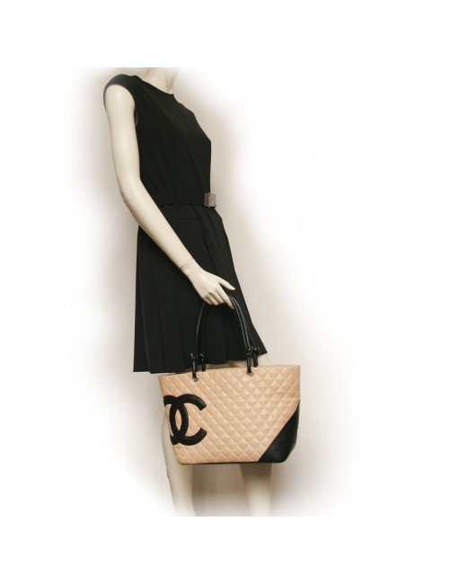 Sac Cambon CHANEL bicolore beige et noir