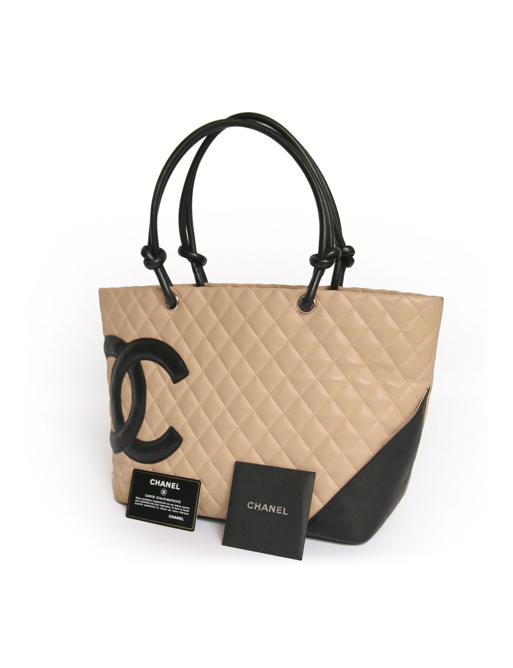 Sac Cambon CHANEL bicolore beige et noir