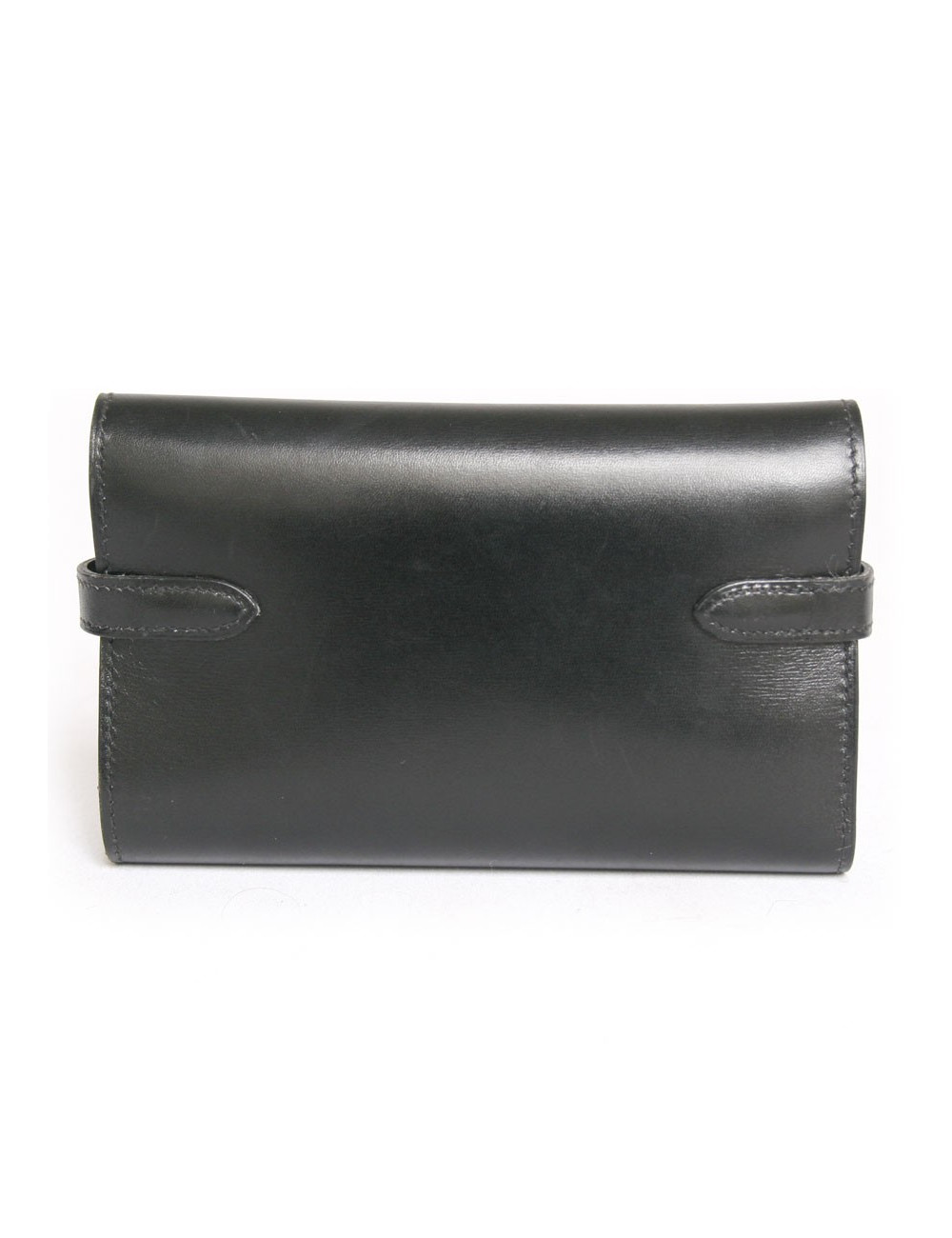 Portefeuille Kelly HERMES cuir de box noir