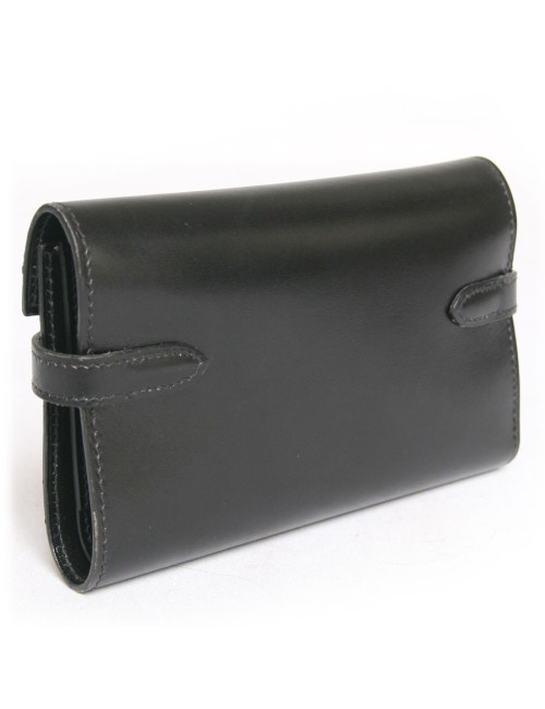 Portefeuille Kelly HERMES cuir de box noir