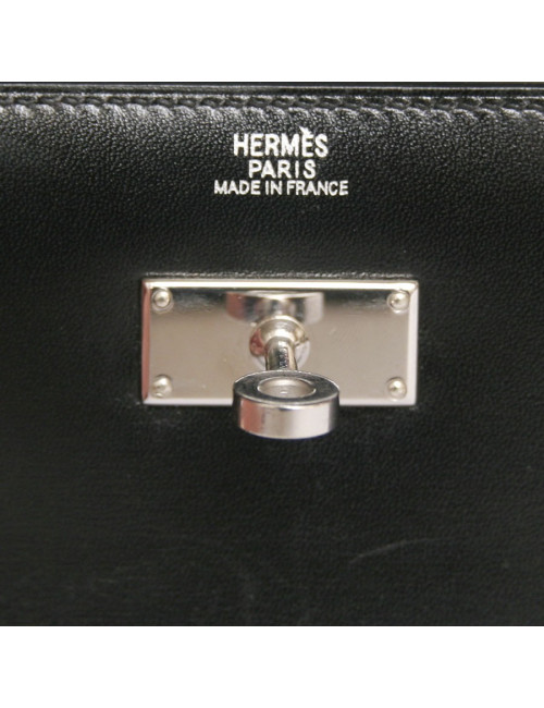 Portefeuille Kelly HERMES cuir de box noir