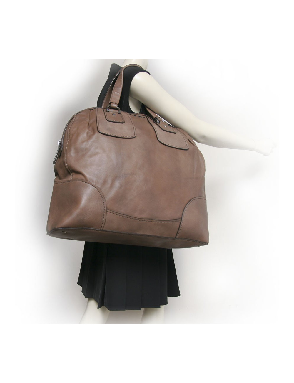 Sac weekender MIU MIU cuir étoupe GM